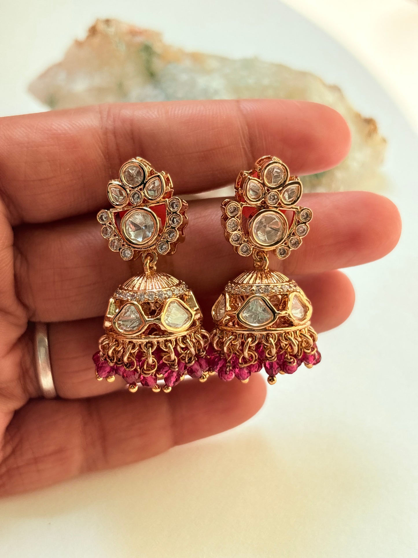 ROYAL RUBY MOISSANITE JHUMKIS