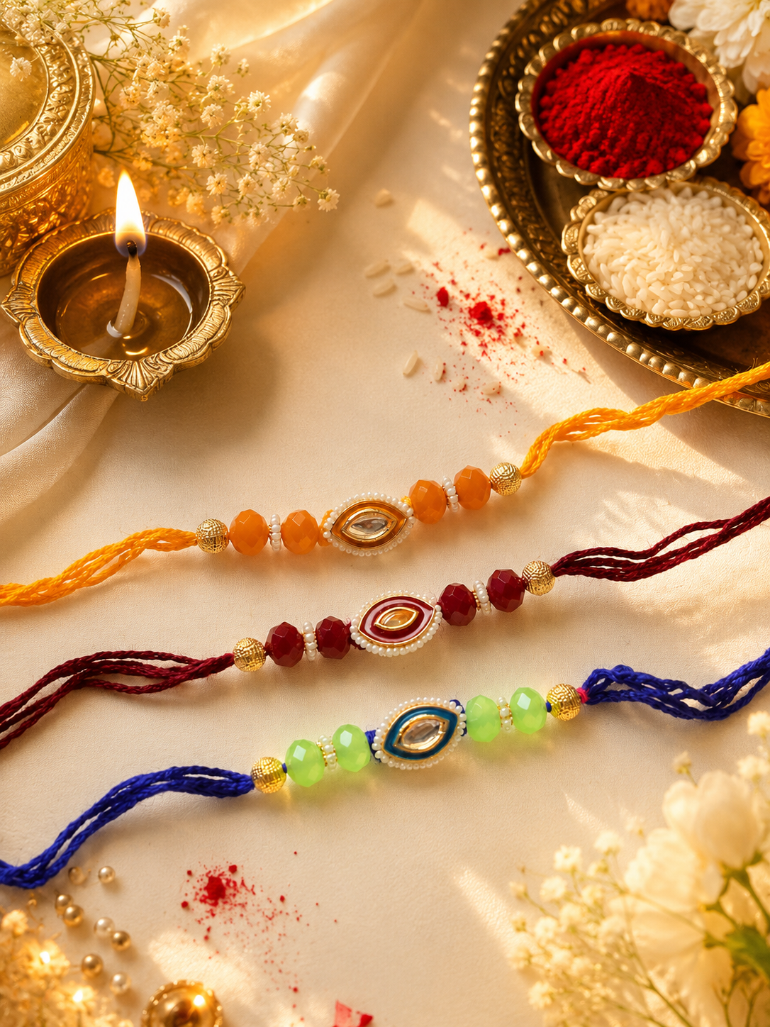 PREMIUM KUNDAN DESINGER COMBO RAKHI