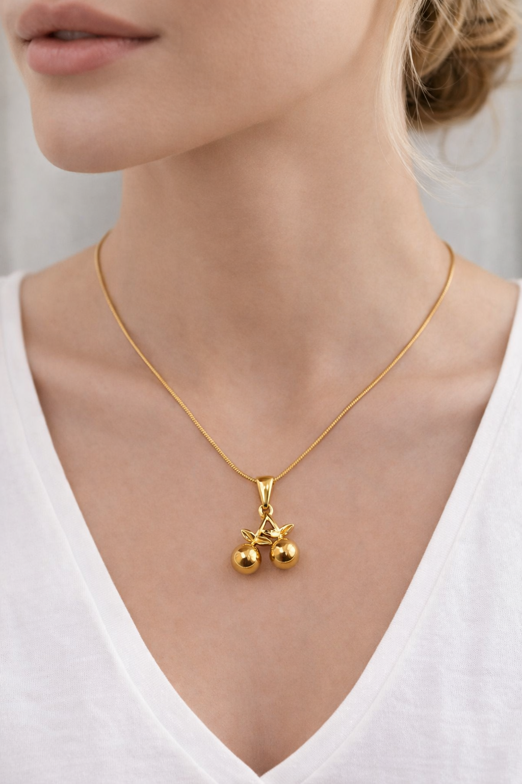 GOLDEN CHERRY PENDANT NECKLACE