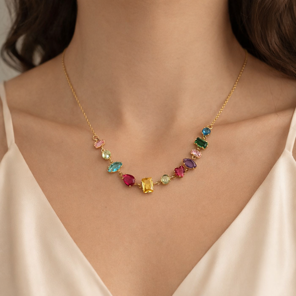 RAINBOW GEMSTONE STATEMENT NECKLACE