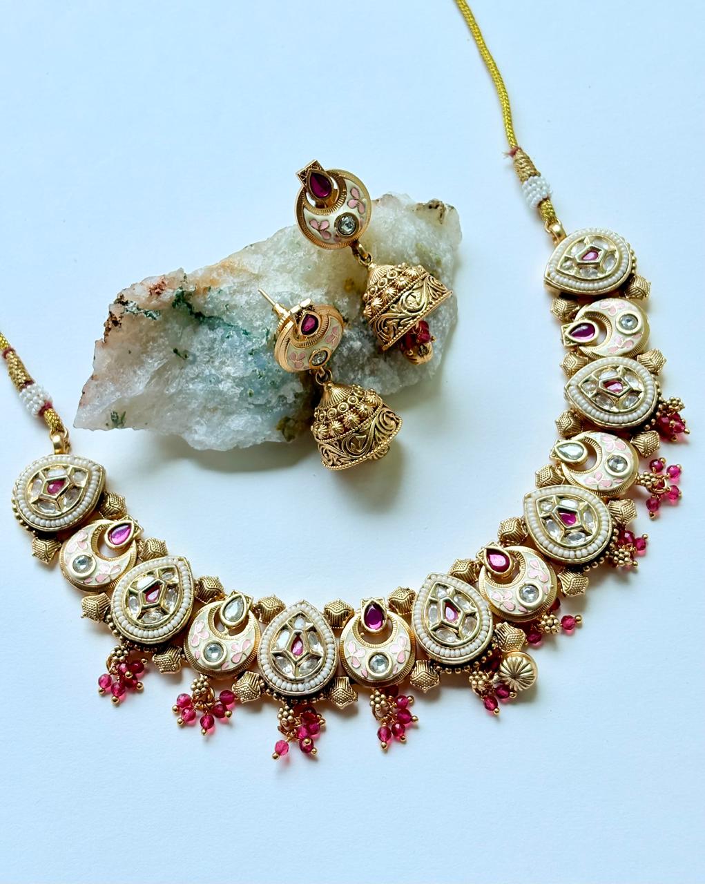 ROYAL BLUSH RAJWADI NECKLACE SET