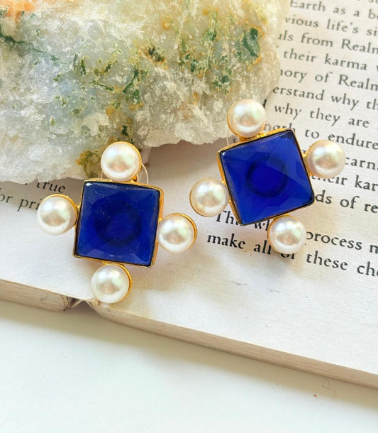 ROYAL AZURE PEARL STUDS