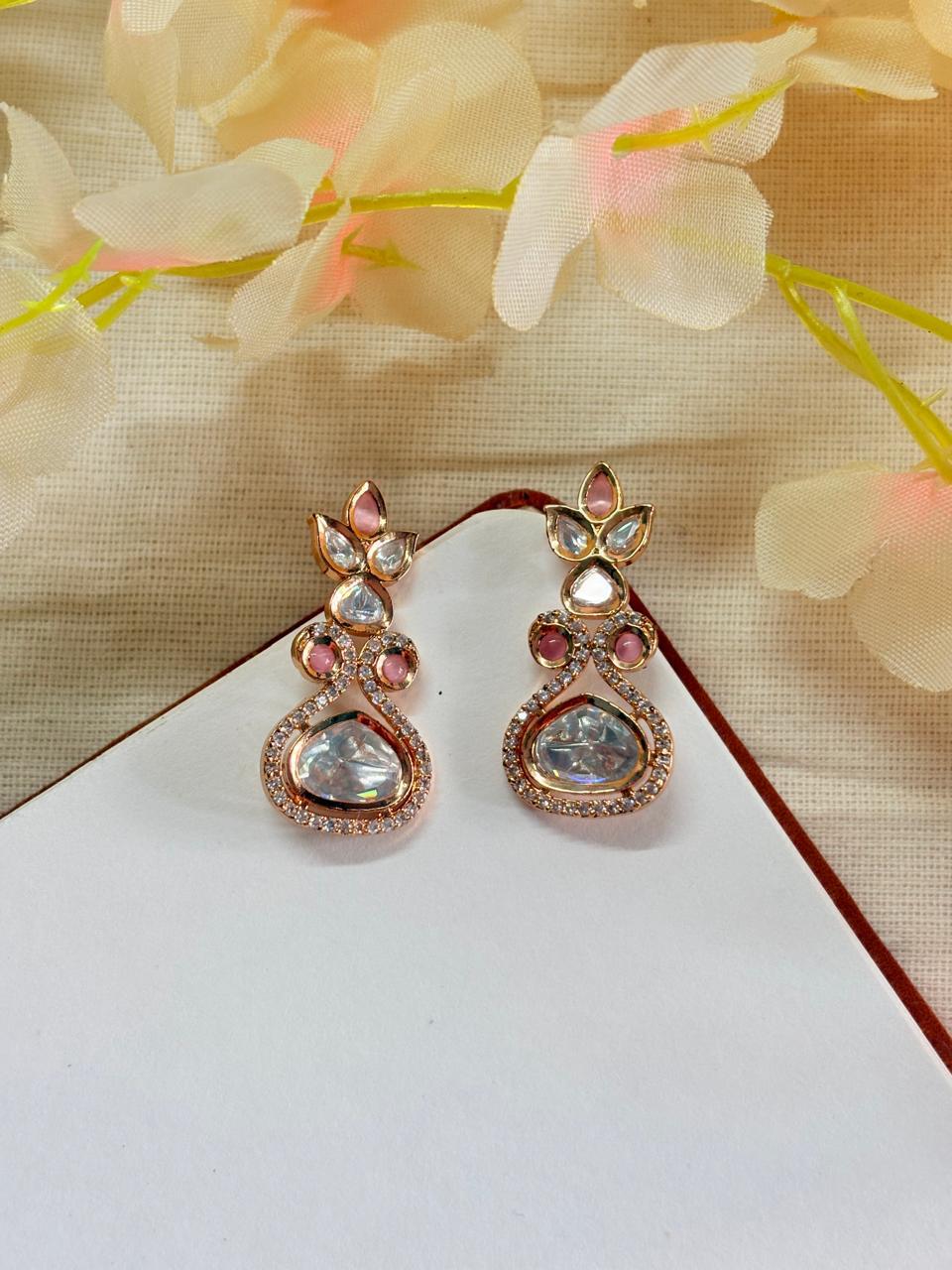 PINK TEARDROP STATEMENT EARRINGS