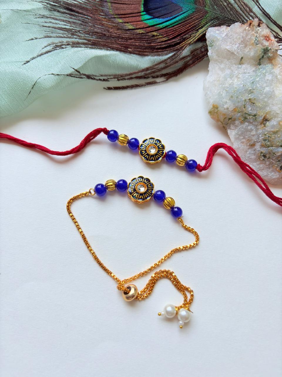 FLOWER DESINGER COUPLE RAKHI SET