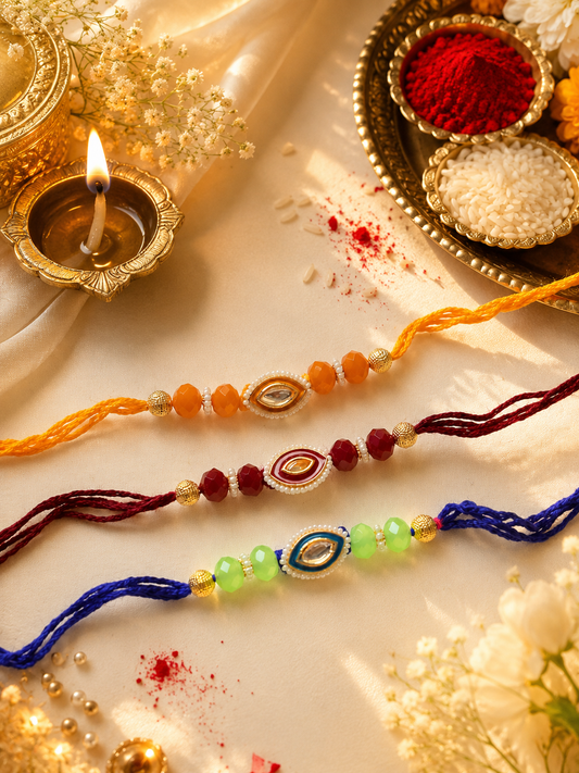 PREMIUM KUNDAN DESINGER COMBO RAKHI