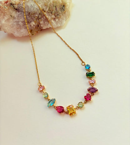 RAINBOW GEMSTONE STATEMENT NECKLACE