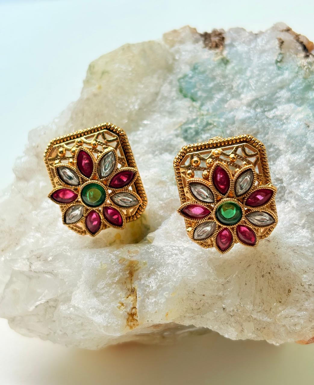 Multicolour Floral Stud Earrings