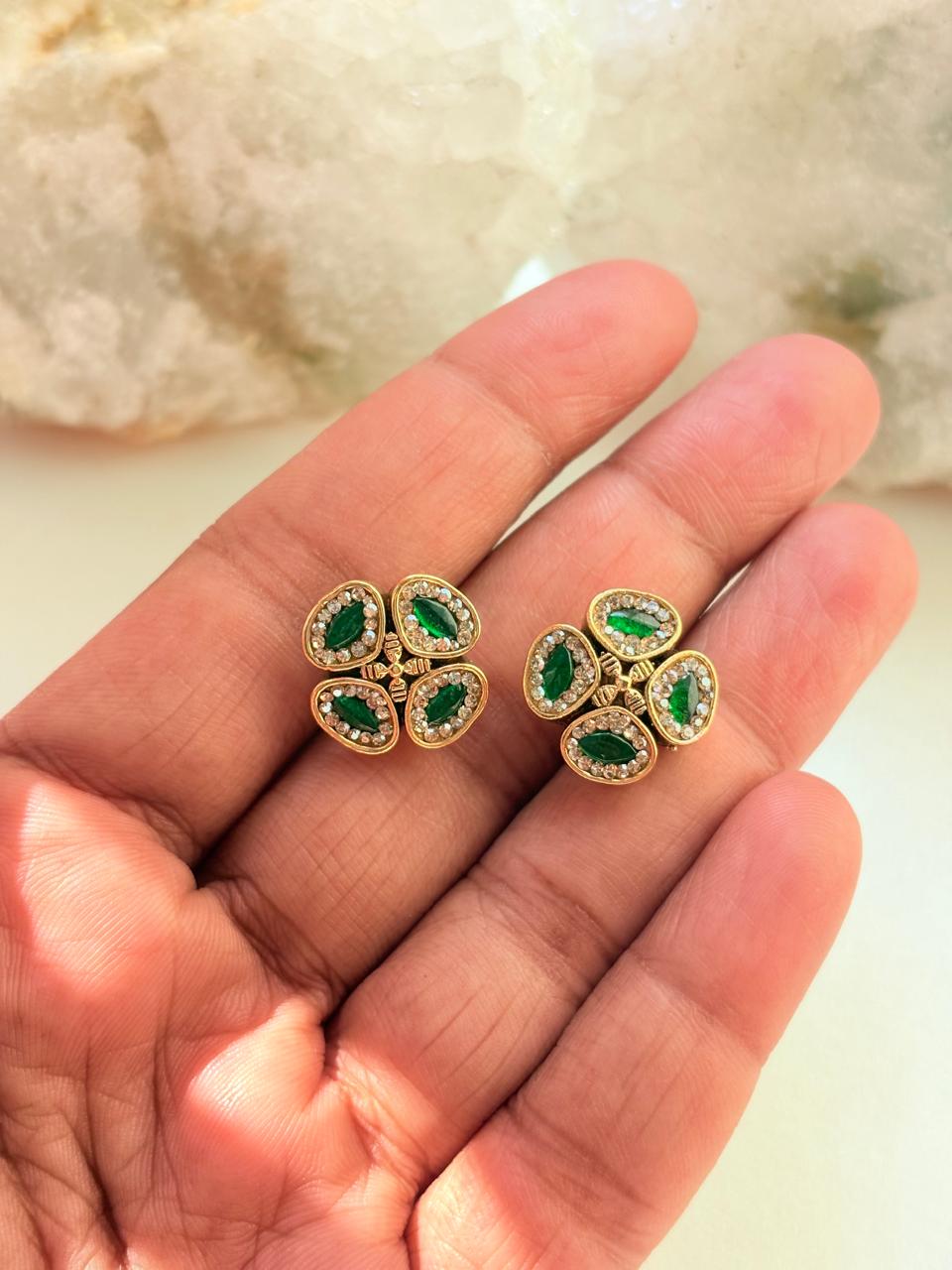 Swarokshi Stone Gold-Plated Stud Earrings