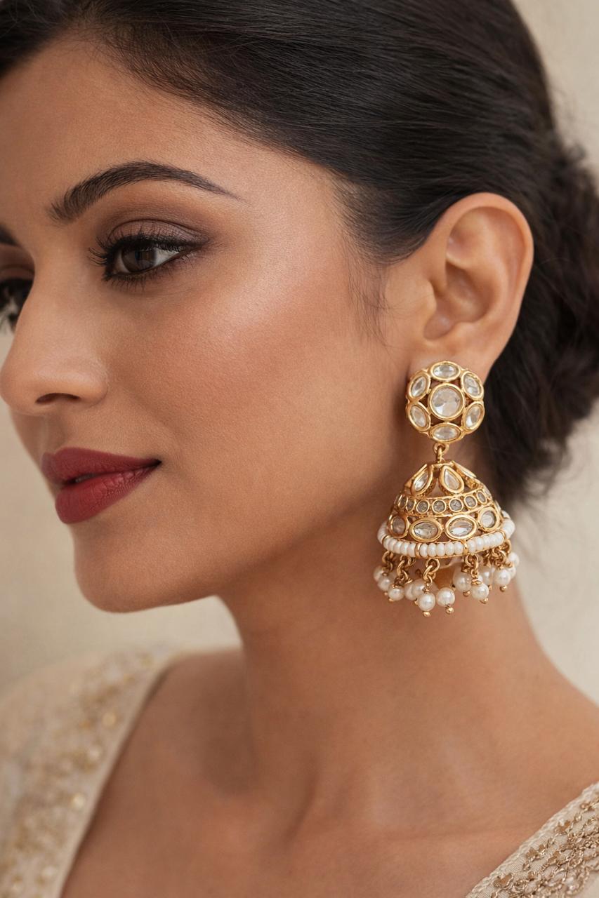 MOISSANITE ROYAL JHUMKI EARRINGS