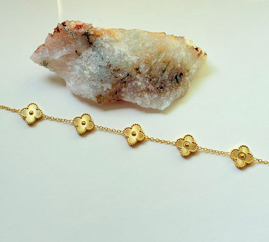 Golden Floral Charm Bracelet