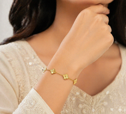 Golden Floral Charm Bracelet