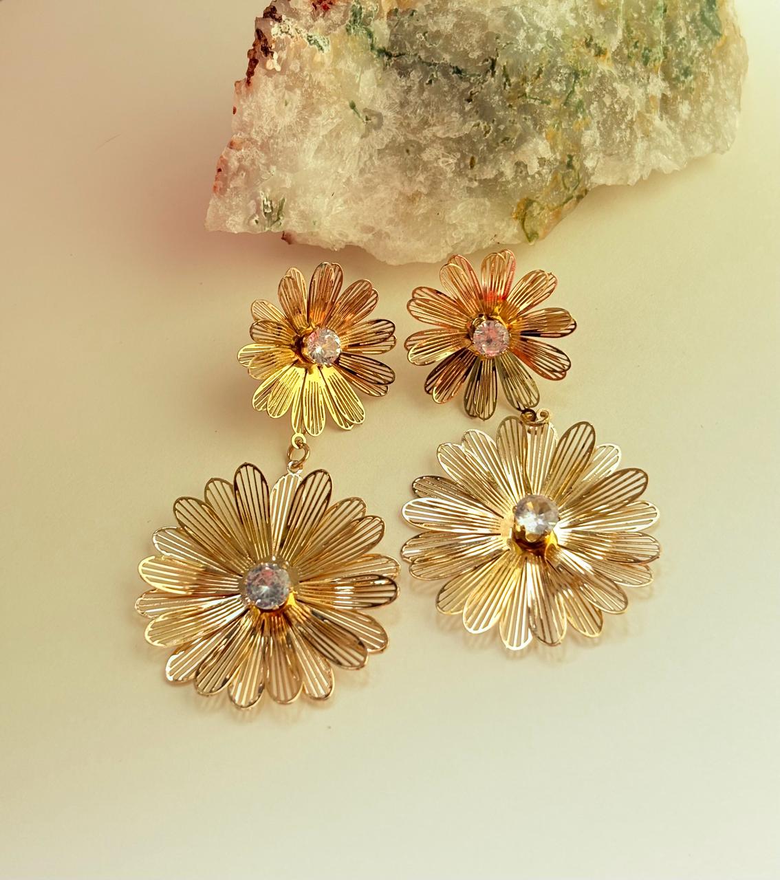 DOUBLE LAYRED FLOWER DANGLRES