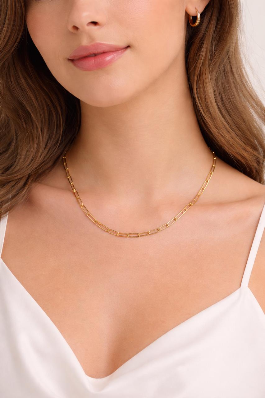 ELEGANT GOLD PAPERCLIP CHAIN NECKLACE