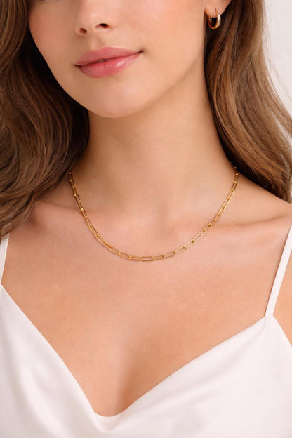 ELEGANT GOLD PAPERCLIP CHAIN NECKLACE