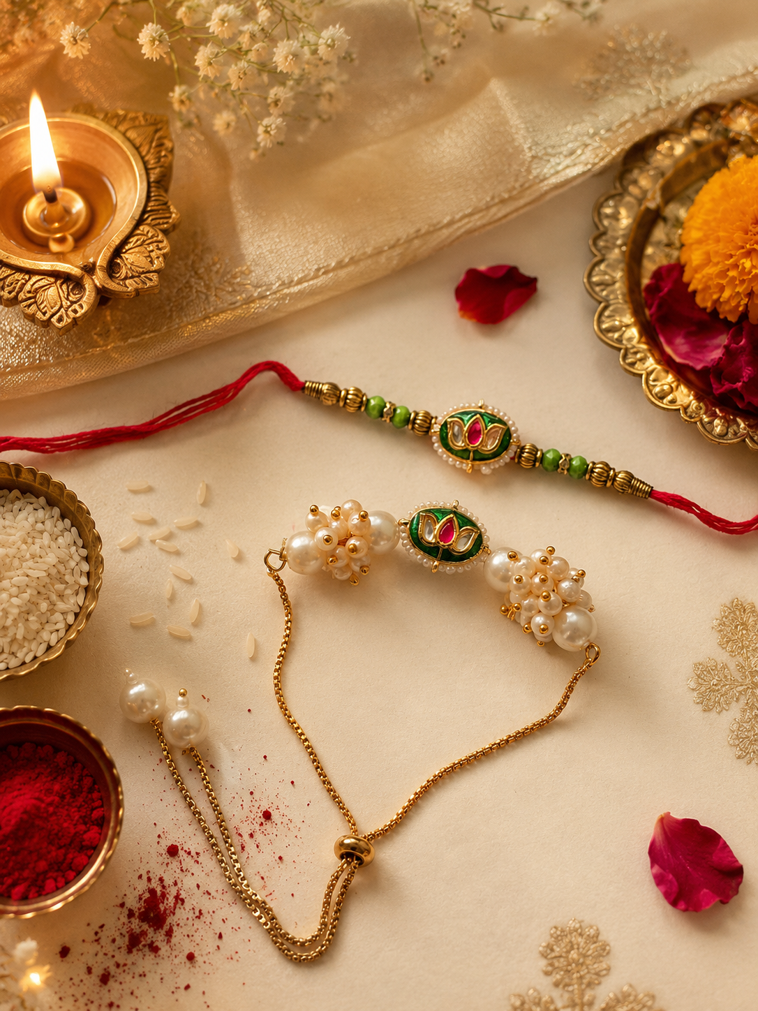 LOTUS COUPLE RAKHI SET