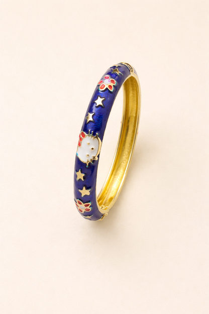 ELEGANT LUXE FLOWER BLUE BANGLE BRACELET