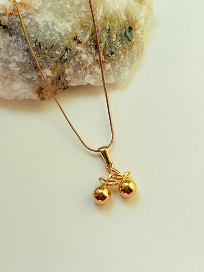 GOLDEN CHERRY PENDANT NECKLACE