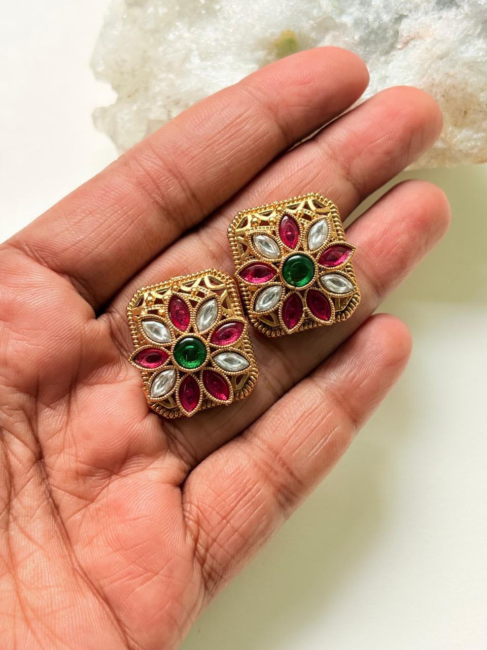 Multicolour Floral Stud Earrings