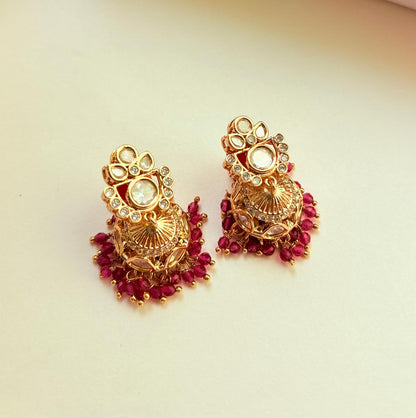 ROYAL RUBY MOISSANITE JHUMKIS