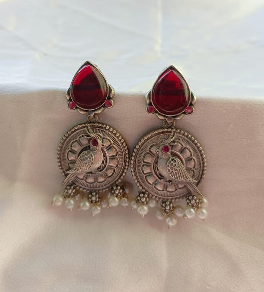 LEELI OXIDISED BIRD EARRINGS