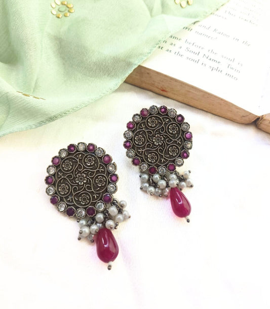 RUBY SMRUTI OXIDISED EARRINGS