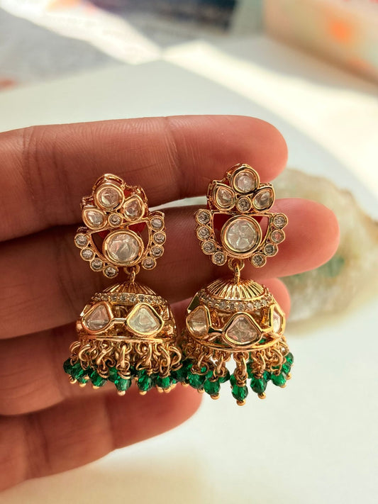 ROYAL EMERALD MOISSANITE JHUMKIS