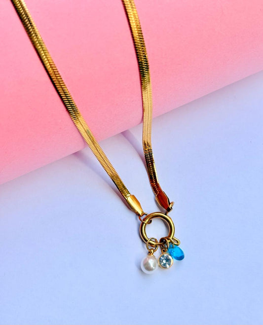 OCEAN GLOW ANTI TARNISH CHARM NECKLACE