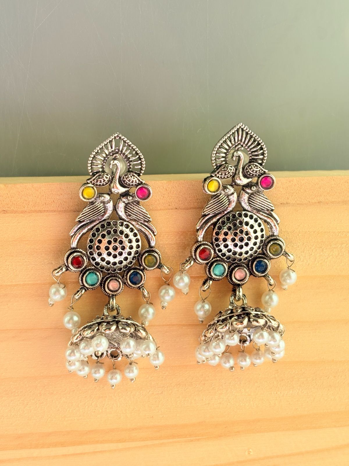 ROYAL PEACOCK JHUMKA EARRINGS