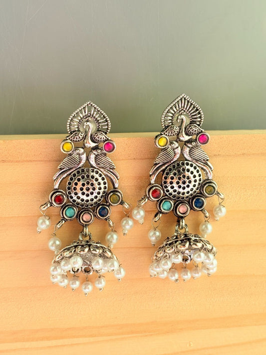 ROYAL PEACOCK JHUMKA EARRINGS