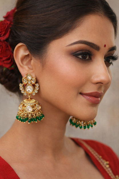 ROYAL EMERALD MOISSANITE JHUMKIS