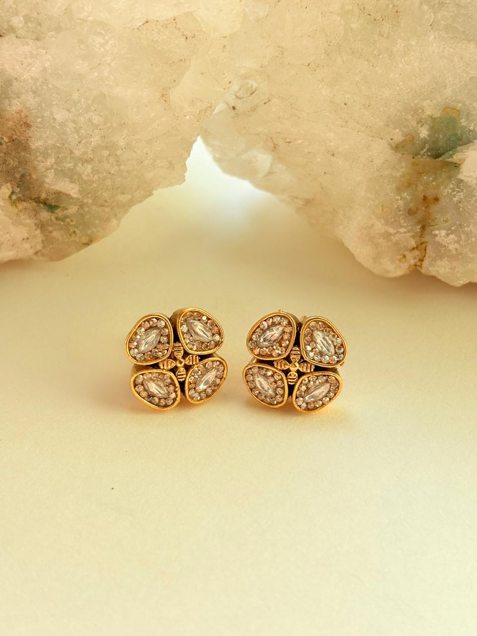 Swarokshi Stone Gold-Plated Stud Earrings
