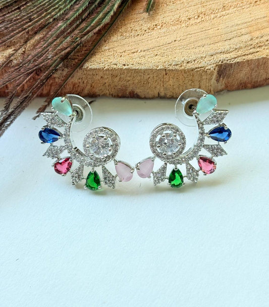 RAINBOW CRYSTAL BLOOM STATEMENT EARRINGS