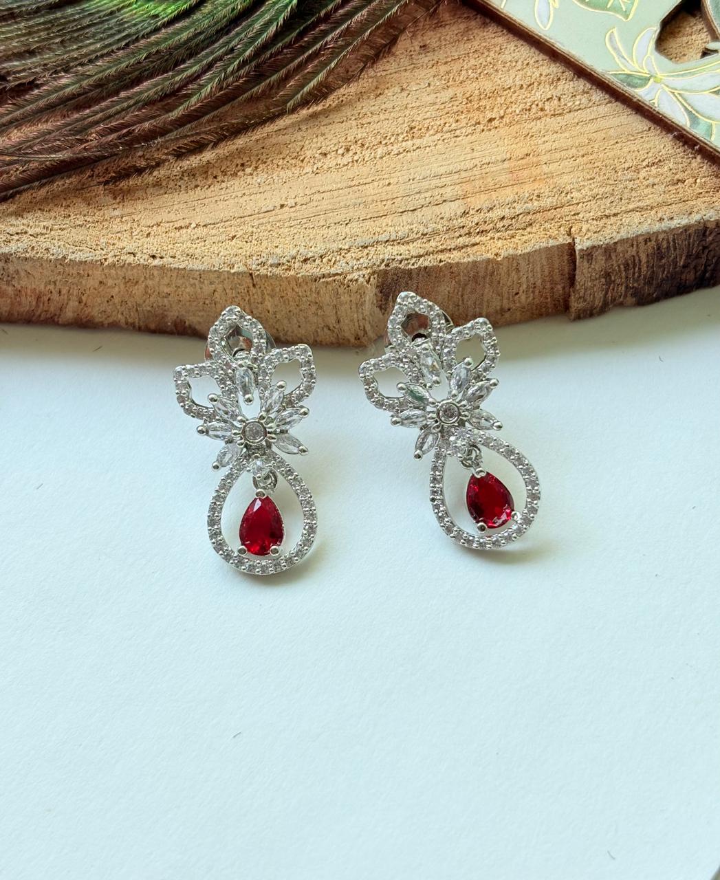 MINT BLOOM CRYSTAL DROP EARRINGS
