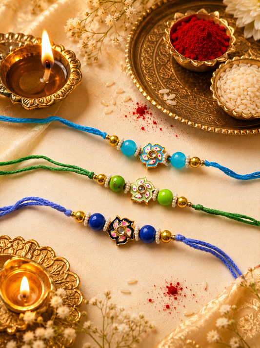 PREMIUM FLOWER RAKHI SET OF 3