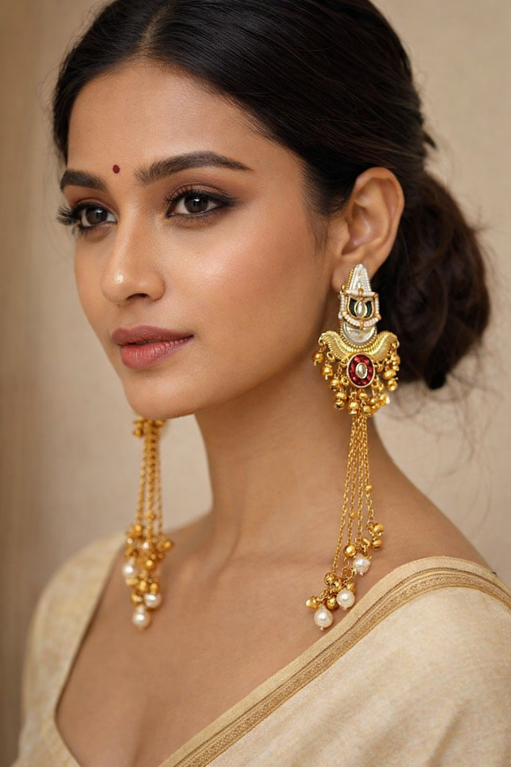 ROYAL KASHMIRI LONG CHAIN EARRINGS