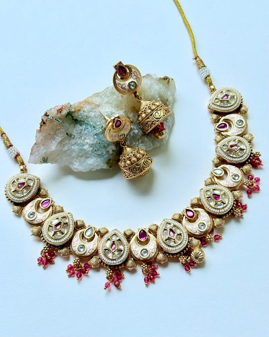 ROYAL BLUSH RAJWADI NECKLACE SET