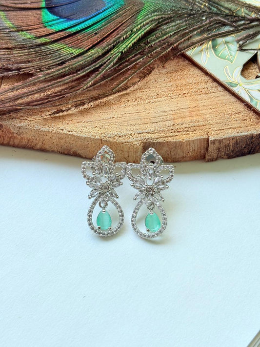 MINT BLOOM CRYSTAL DROP EARRINGS